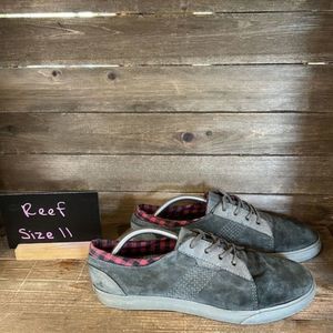 Mens Reef Ridge Gray Leather Low Top Comfort Shoes Sneakers Size 11‎ M GUC